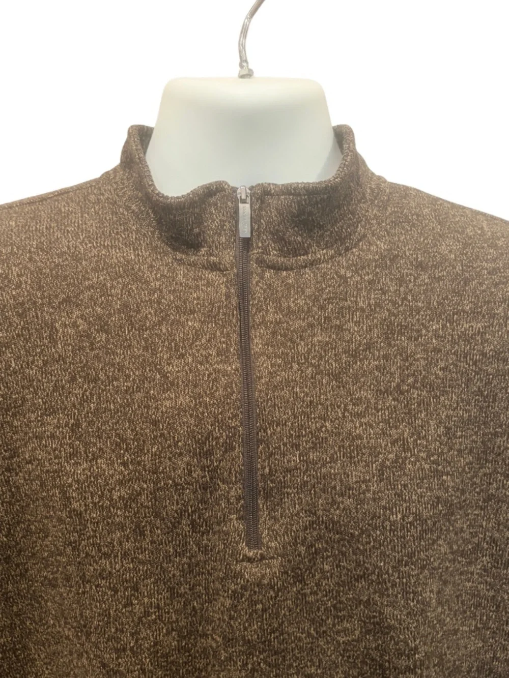 Van Heusen Men’s XL Quarter Zip Pullover Sweater Brown